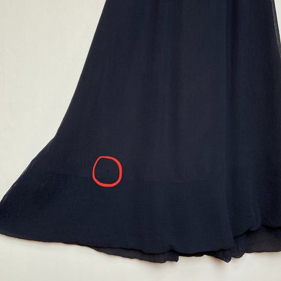 GIVENCHY NAVY CRINKLE CHIFFON BLACK SILK EMPIRE WAIST GOWN XS - Picture 8 of 9